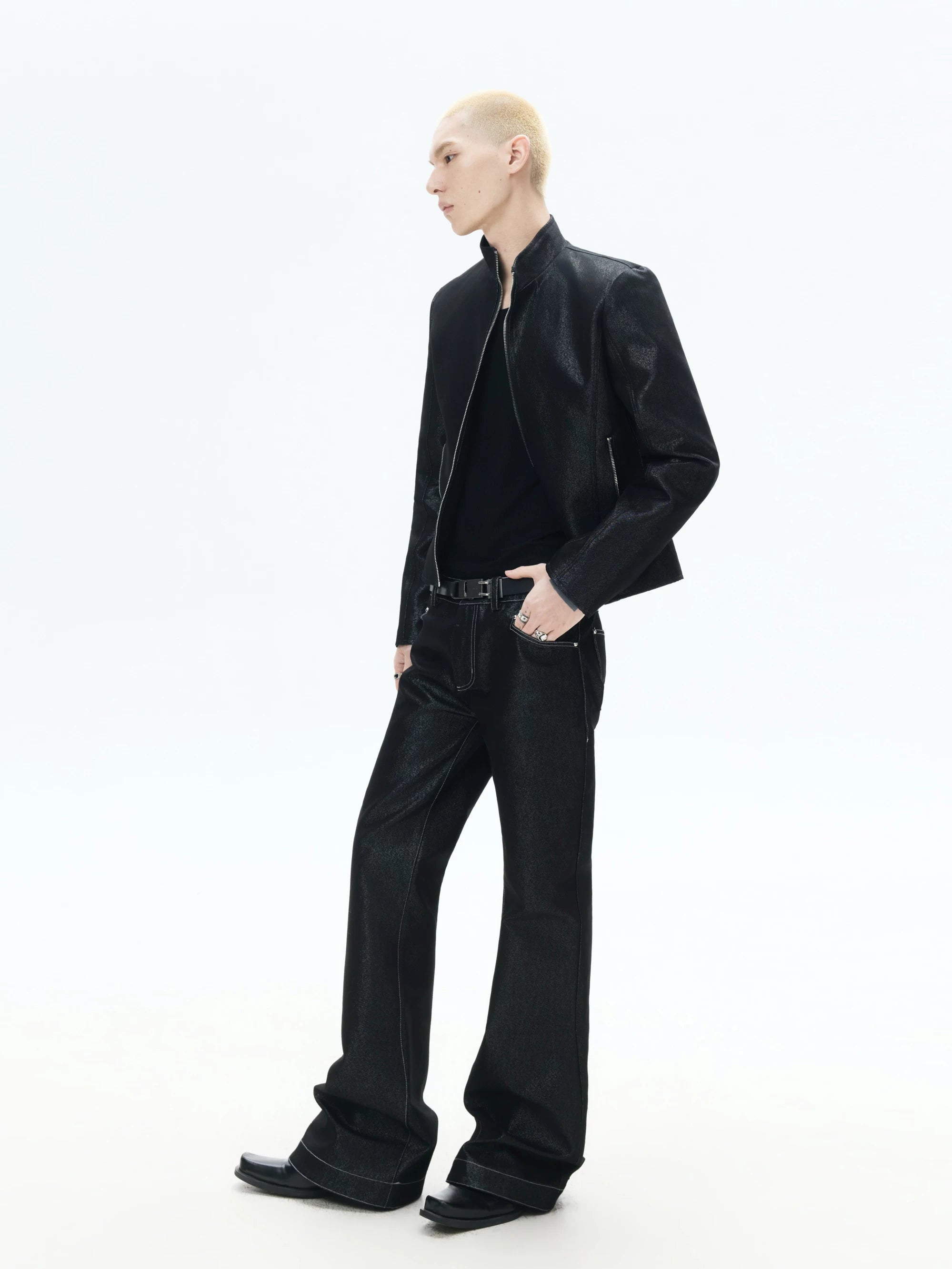 Mid Rise Flare Silver Riveted Jeans