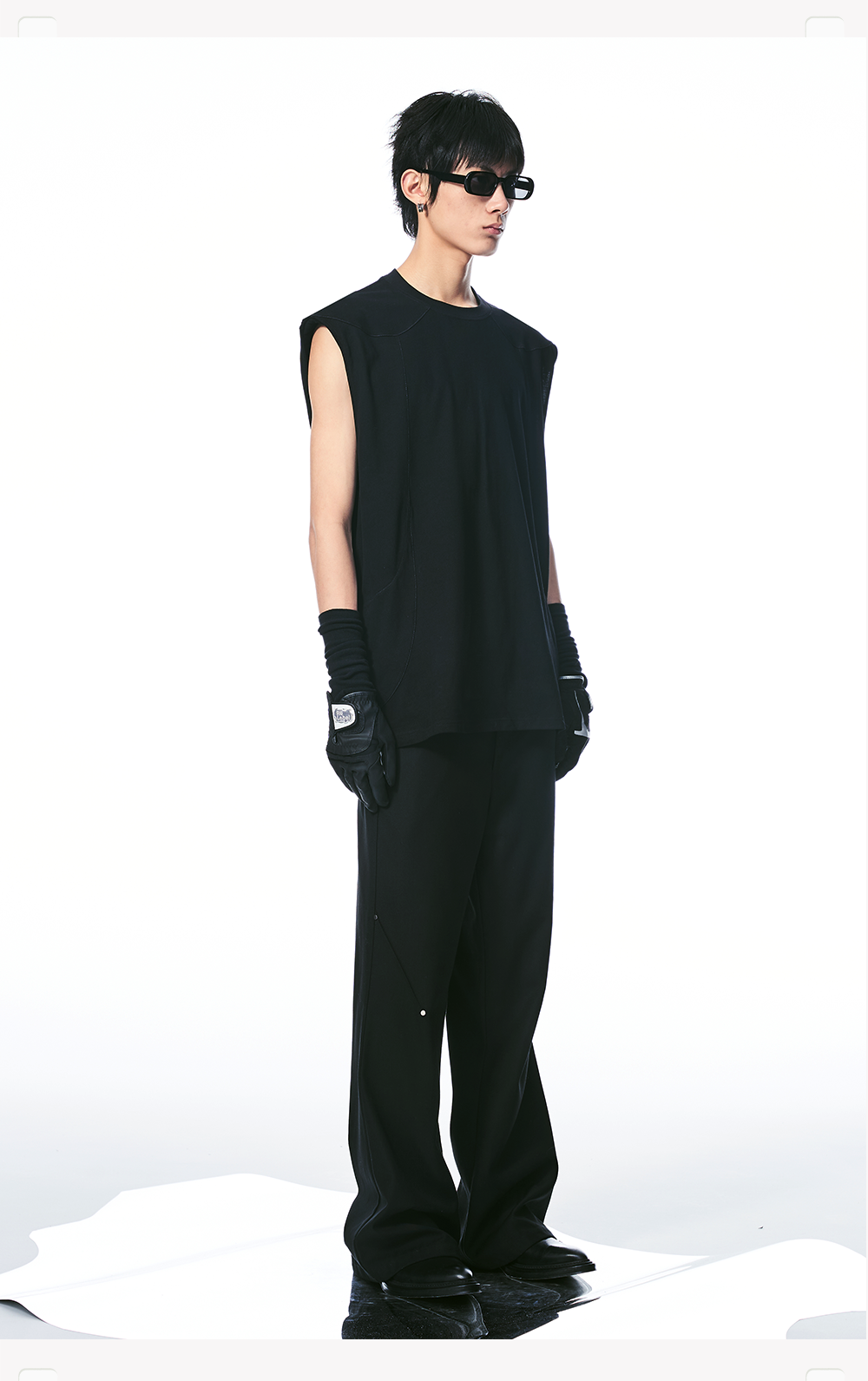 Black Deconstructed Padded Tank Top