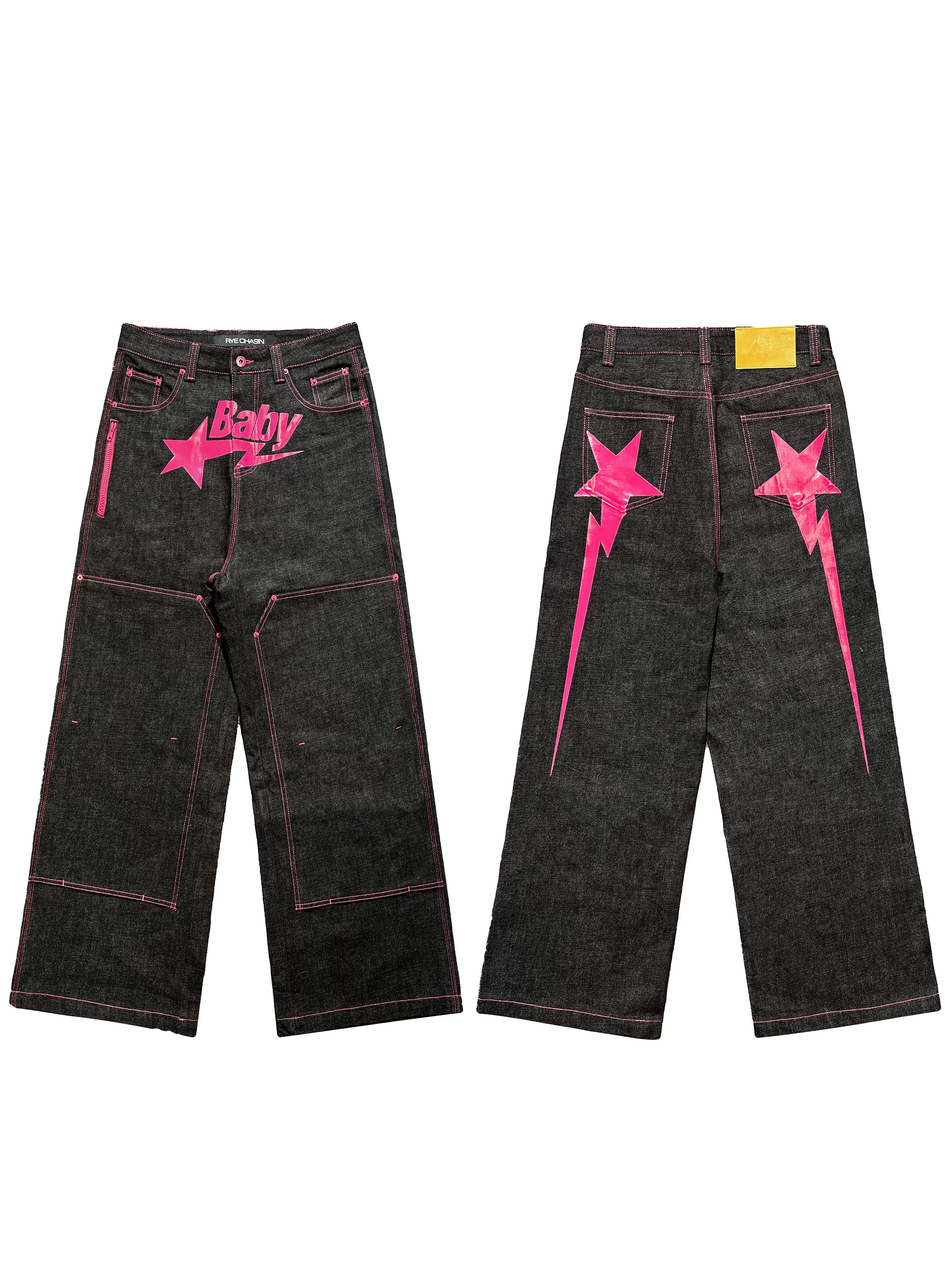 2000s Pink Baby Bootleg Straight Jeans