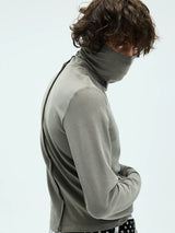 Two-color Fitted Long-sleeve Turtleneck Tee
