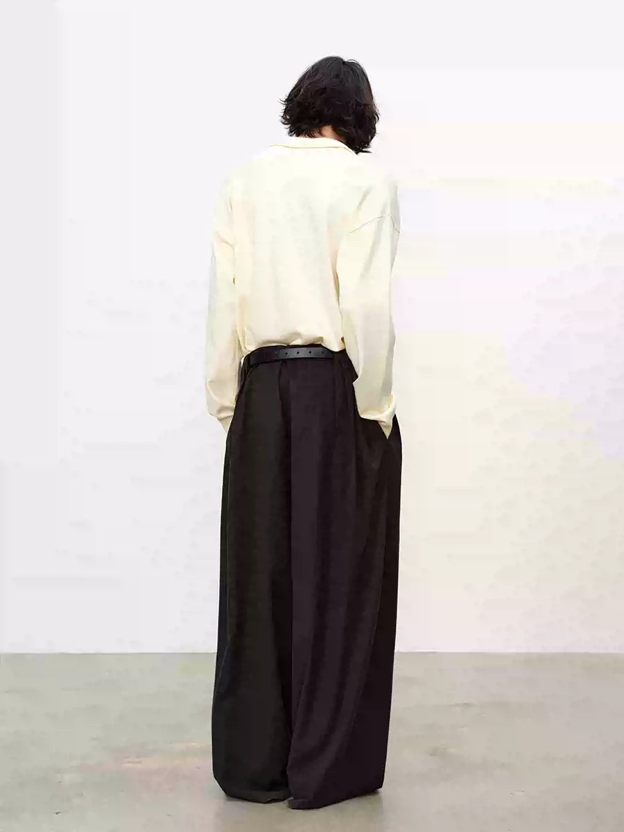 Striped Pleated Wide Leg Pants