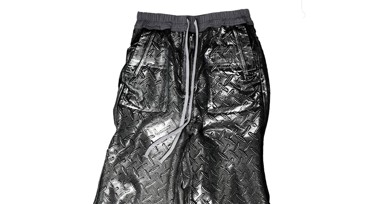 Silver Wax Embossed Bootleg Cargo Pants