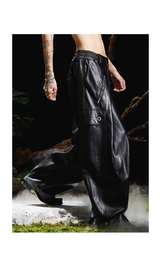 Pleated Tapered Leather Pants