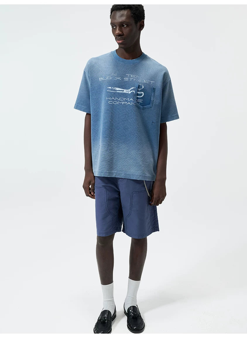 270G Printed Vintage Waffle Cotton Tee
