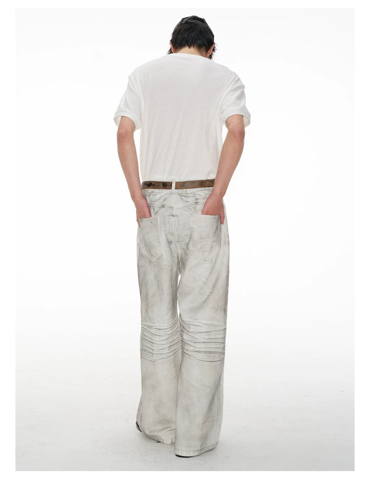 White Distressed Wide Leg Jeans