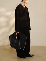 Textured Cropped Structured Cross-Collar Long-Sleeve Tops
