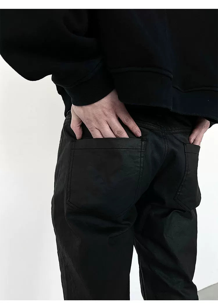 Black Waxed Flared Jeans