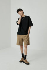 Draped Drawstring Elastic Waist Pleated Shorts