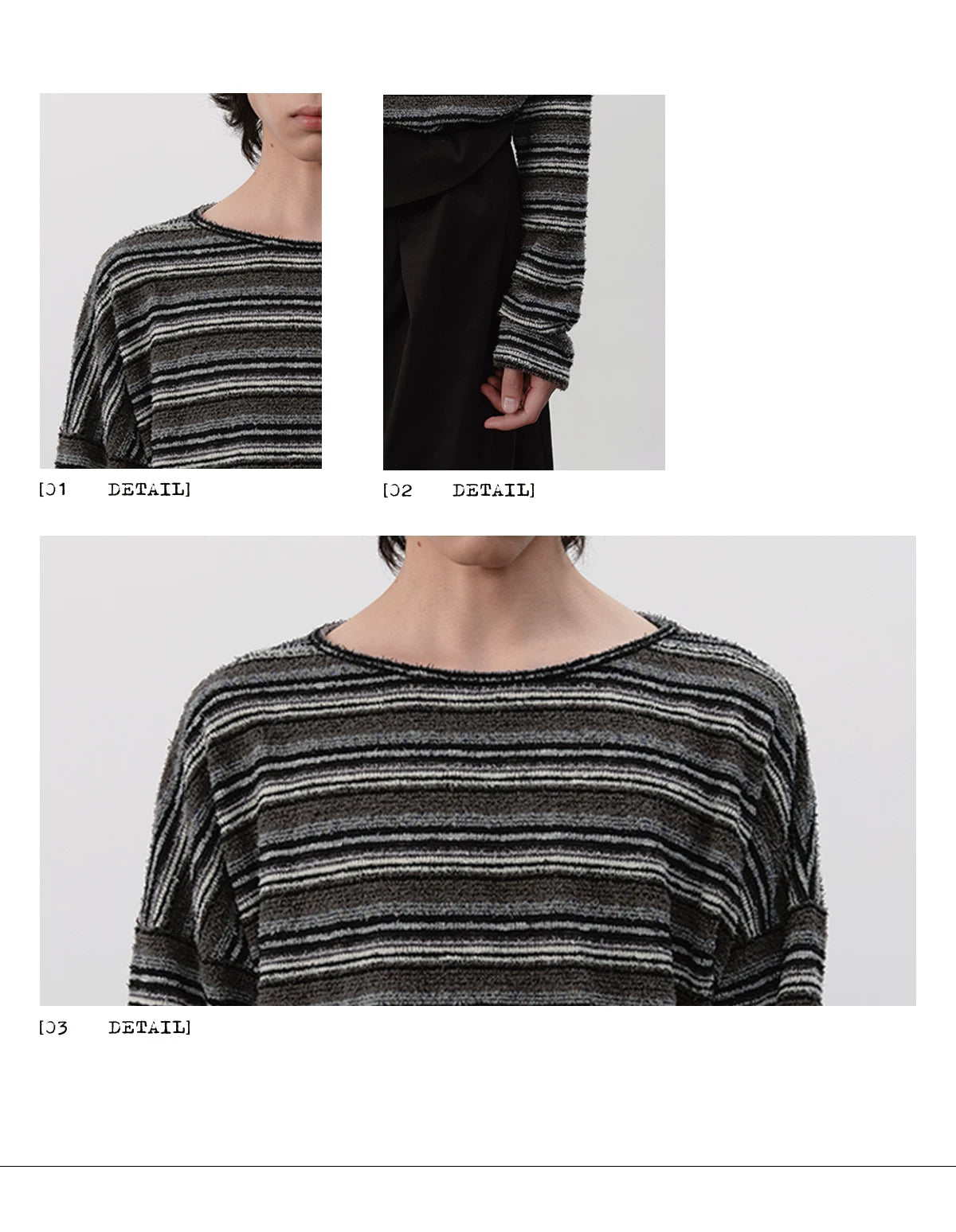 Striped Long Sleeve Drop Shoulder Tops