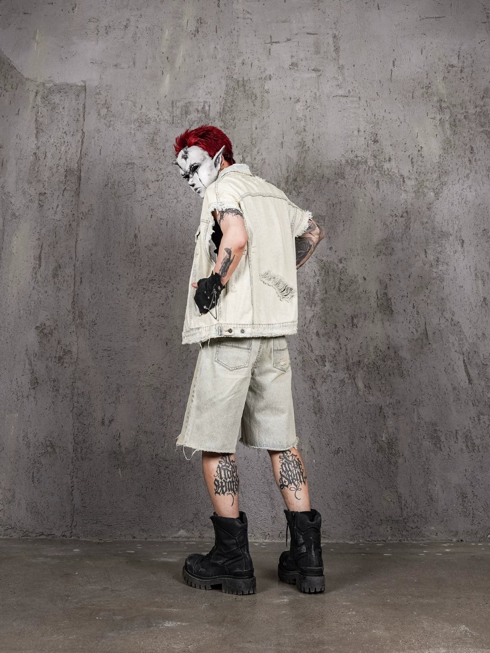 Oversized Wasteland Distressed Denim Vest