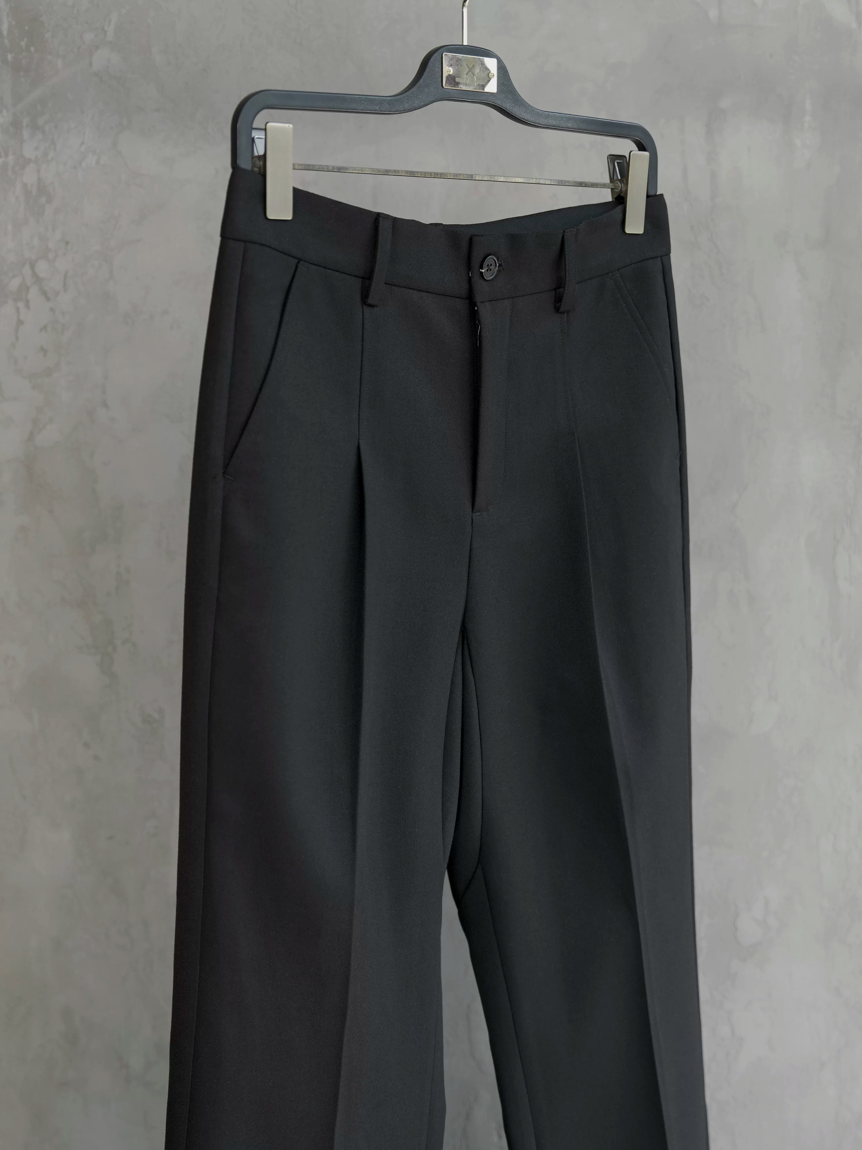 Wrinkle-Resistant Wool Straight Leg Slit Pants
