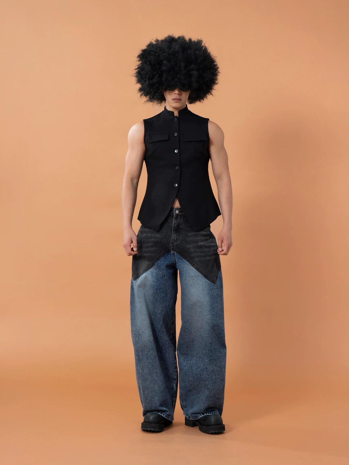 Men's Blue Wide Leg Distressed Jeans
