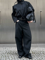 Black Gray Wide Leg Dress Pants