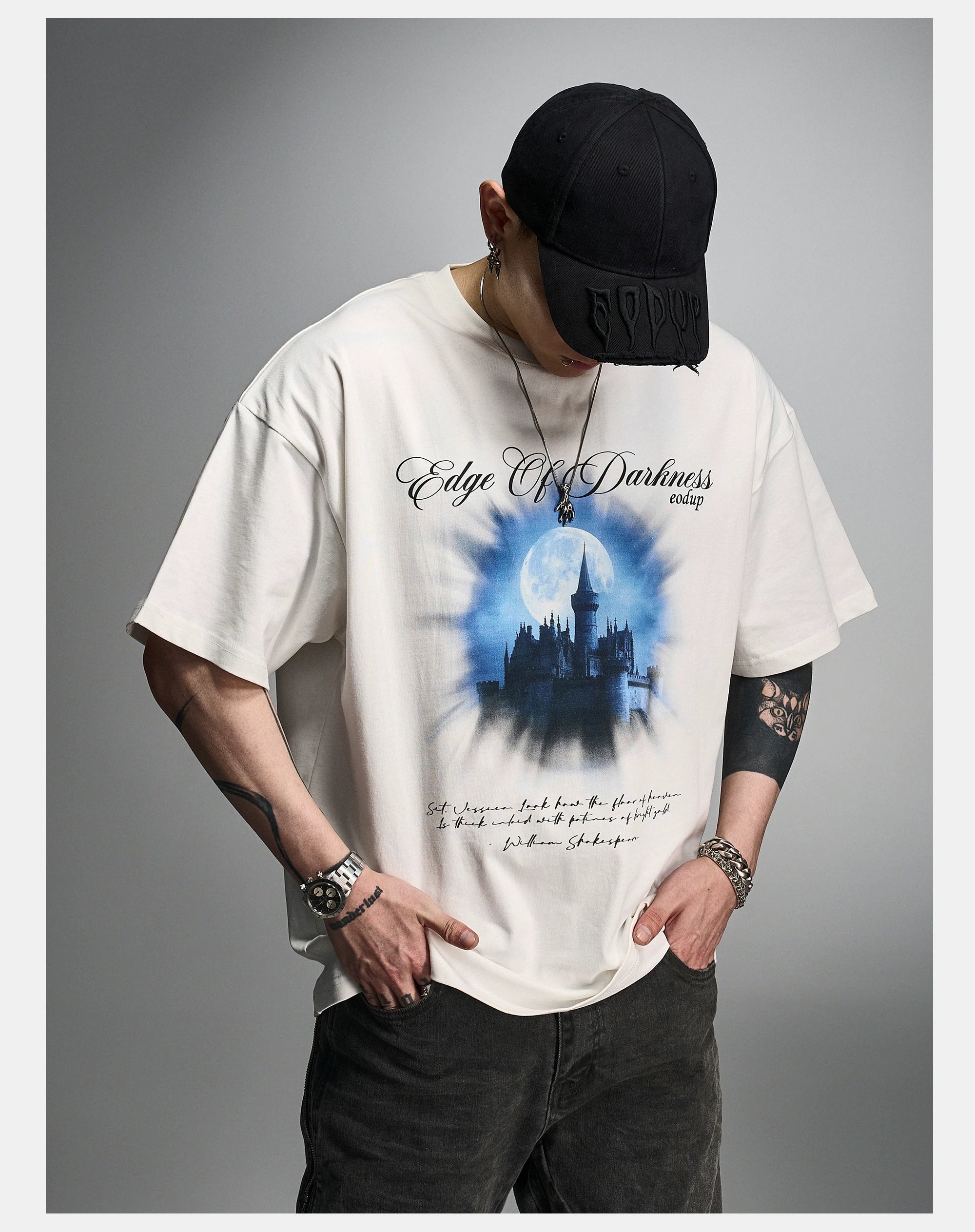 Loose Ivory Printed Short Sleeve Tee