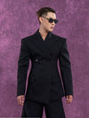 Vintage Casual Dark Grey Structured Blazer