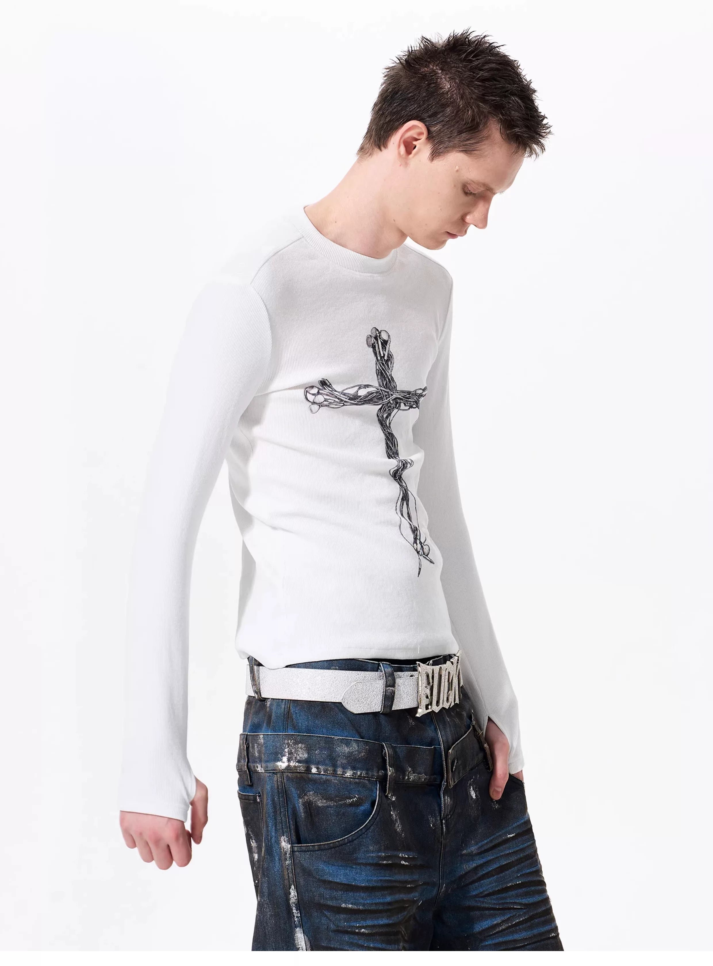Men's Cross Print Long Sleeve T-Shirt