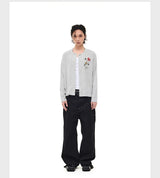 Wool Blend Badge Long Sleeve Cardigan