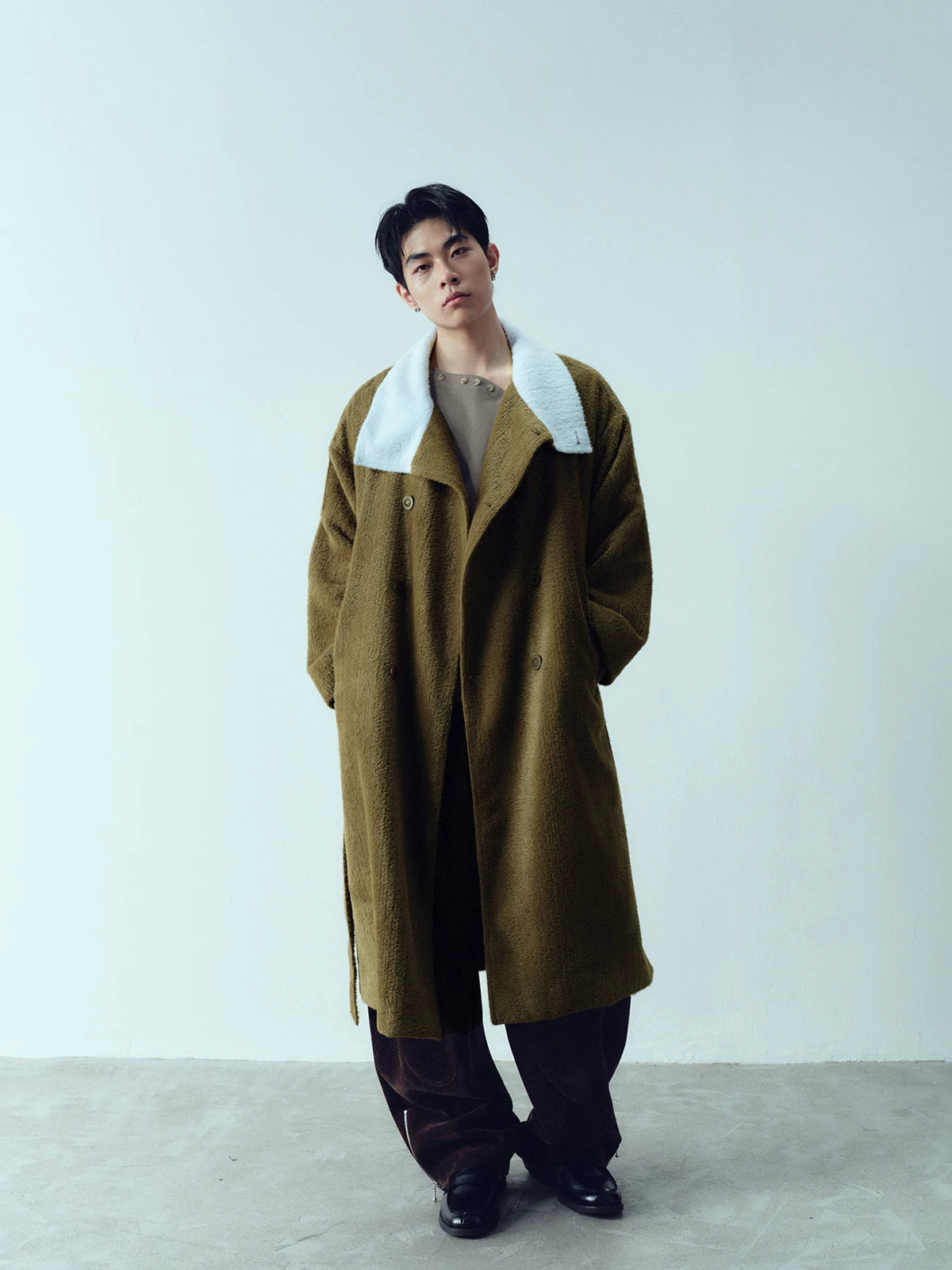 Furry Collar Pajama Style Long Coat
