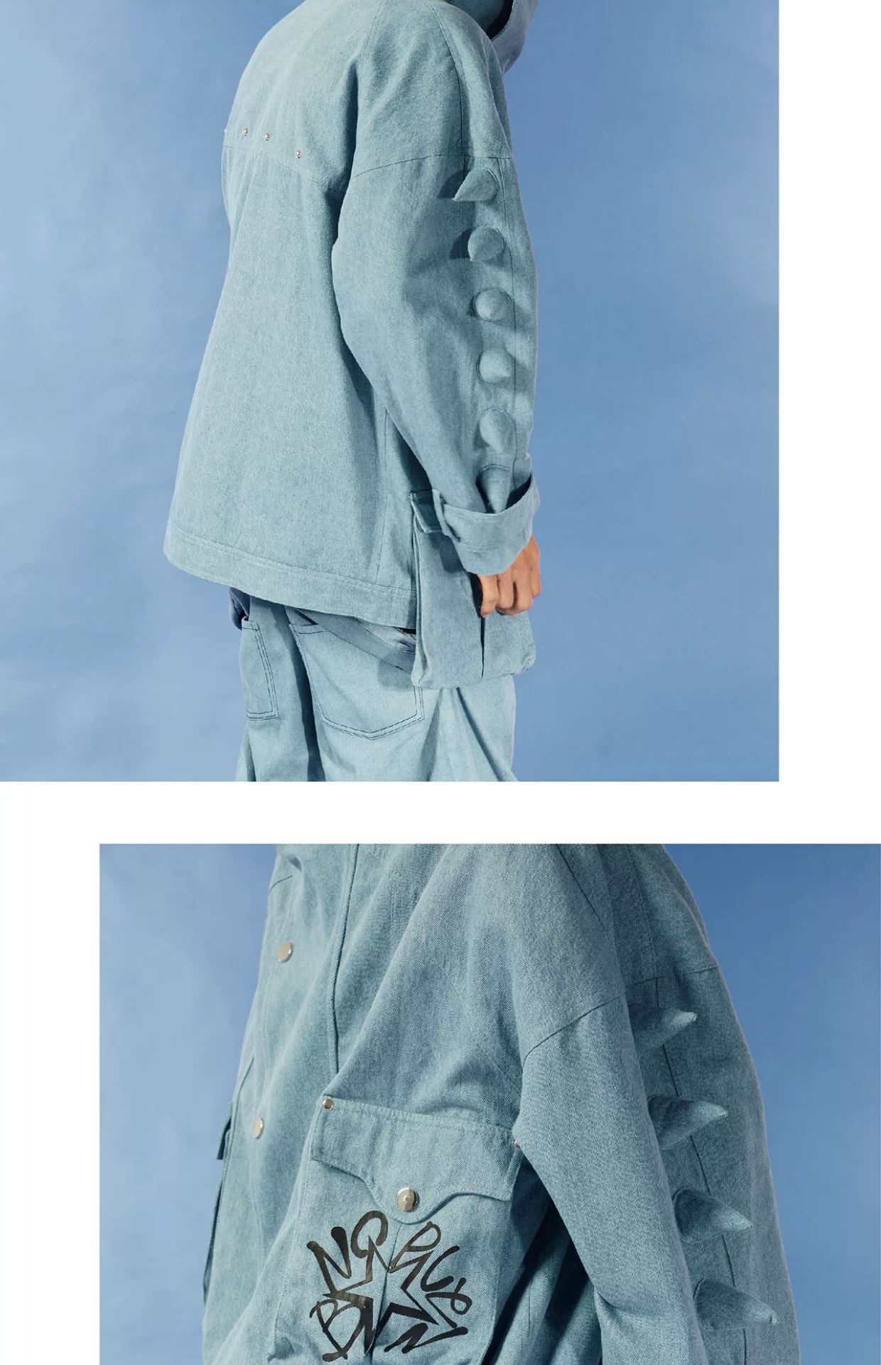 Spiny Dinosaur Vintage Denim Jacket