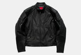 Dark Zip-Up Padded Biker Leather Jacket