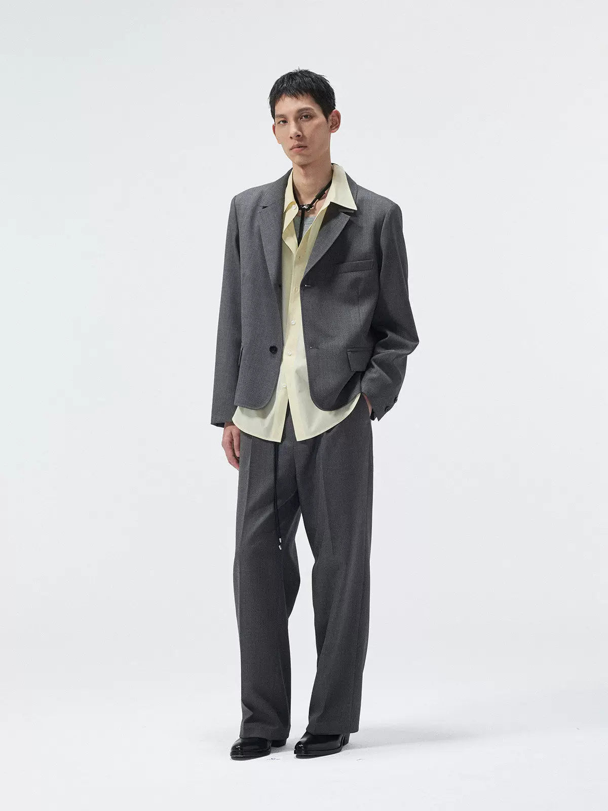 Short Two-Button Merino Wool Blazer