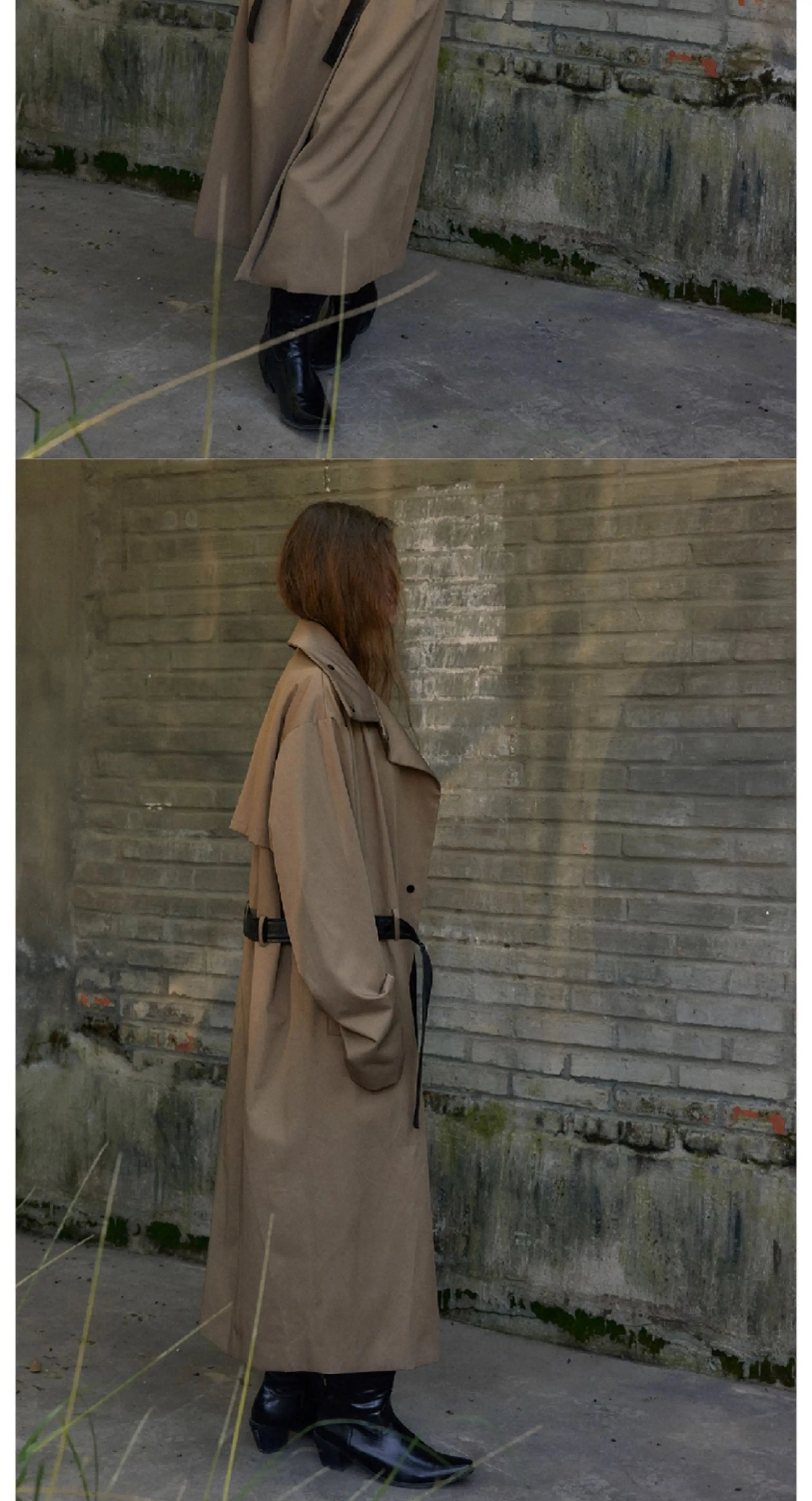 Long Loose Stand Collar Trench Coats