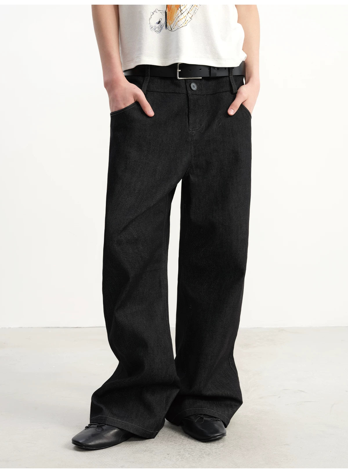 Double Waist Flared Denim Jeans