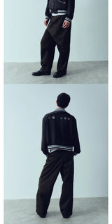 Ribbed Collar Shell Button Acetate Jacket