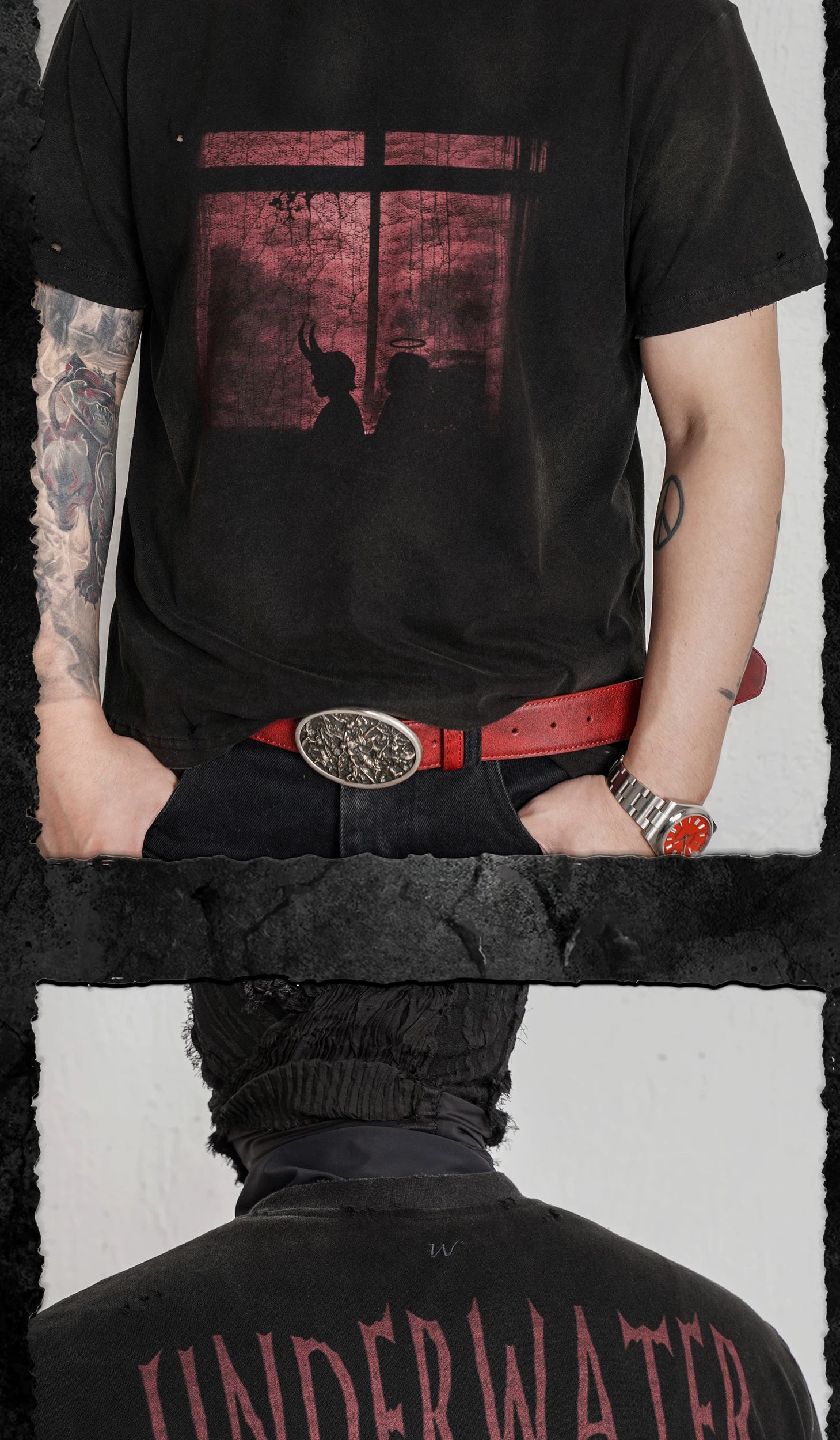 Angel Devil Print Washed Cotton Tee