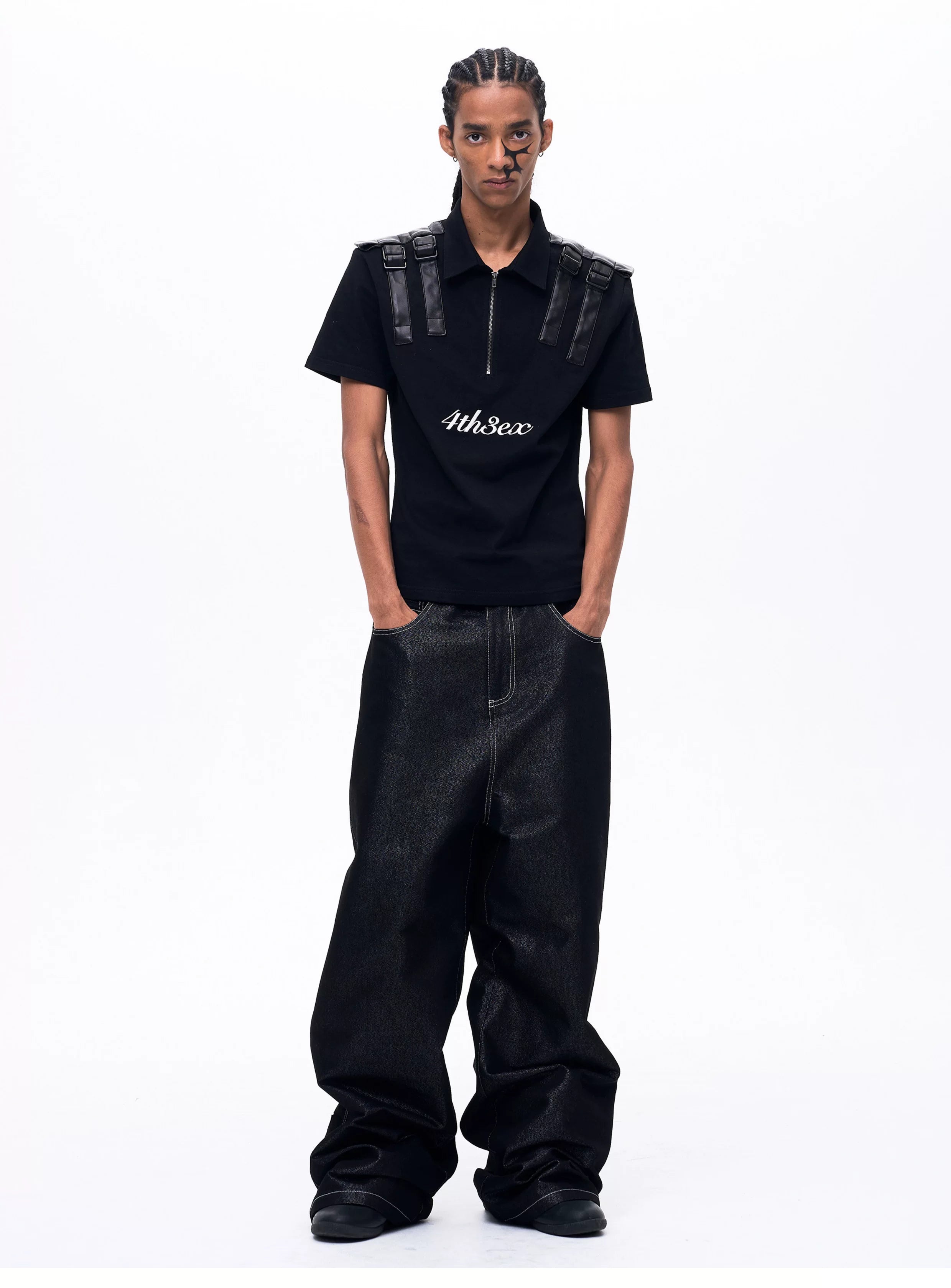 Men's Silver Multi Pocket Wide-Leg Jeans