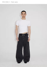 Three-Piece Raw Hem Curved Jeans