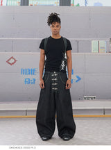 Baggy Curved Raw Denim Jeans