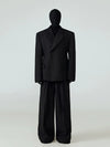 Black Waist-cinched Drapey Wrinkle-free Blazer