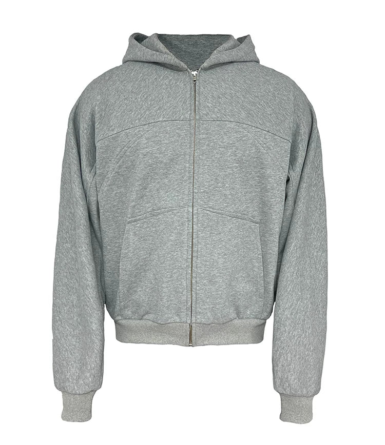 Deconstructed Boxy Fit Zip Hoodie