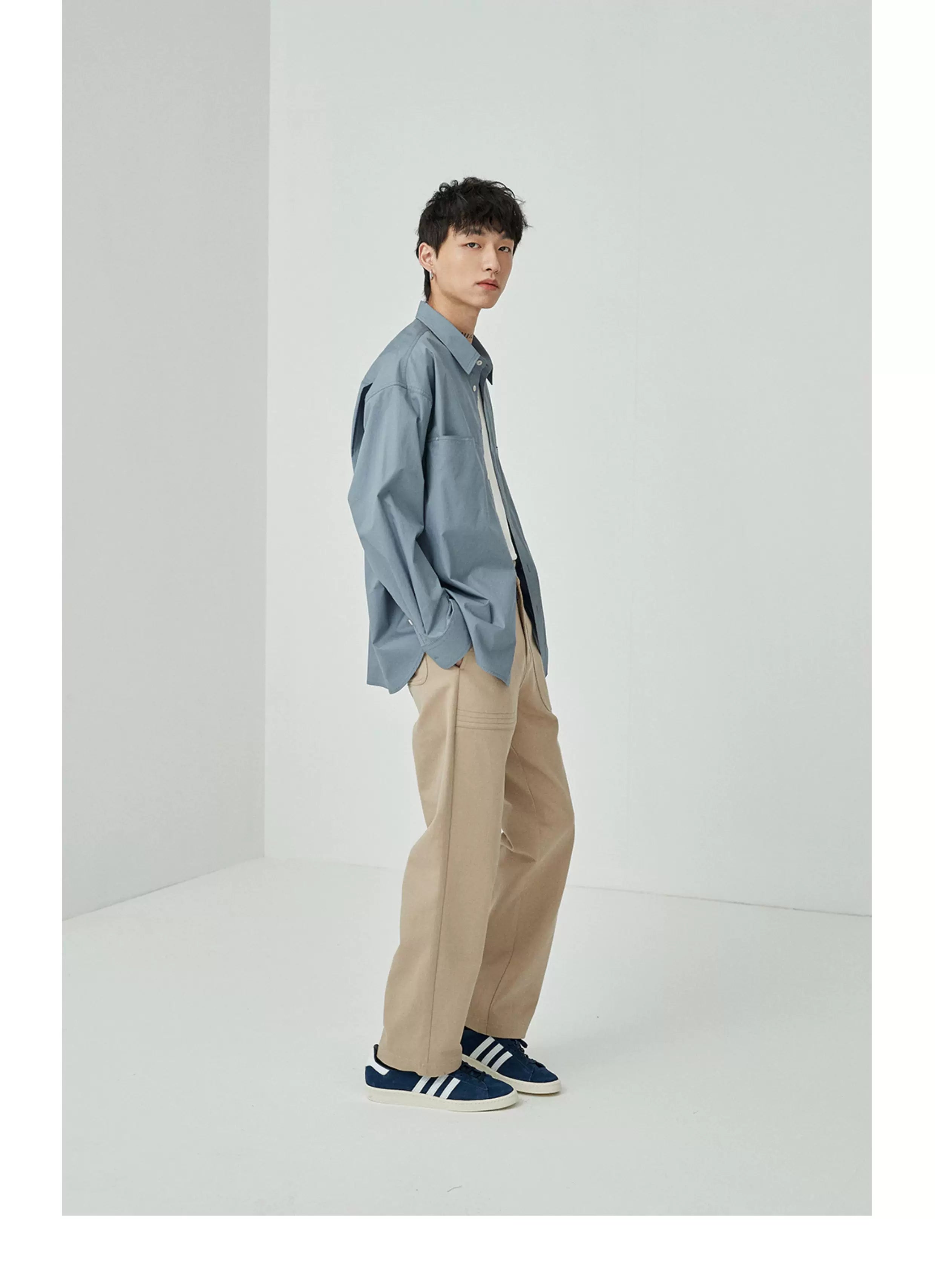Split Pocket Basic Cotton Shirt