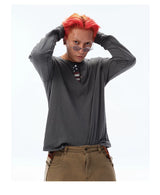 Men's Vintage Washed Slub Cotton Henley