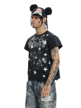 Punk Star Print Slim Cuffed Tee