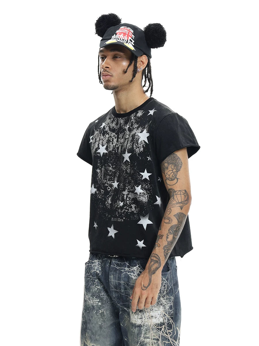 Punk Star Print Slim Cuffed Tee