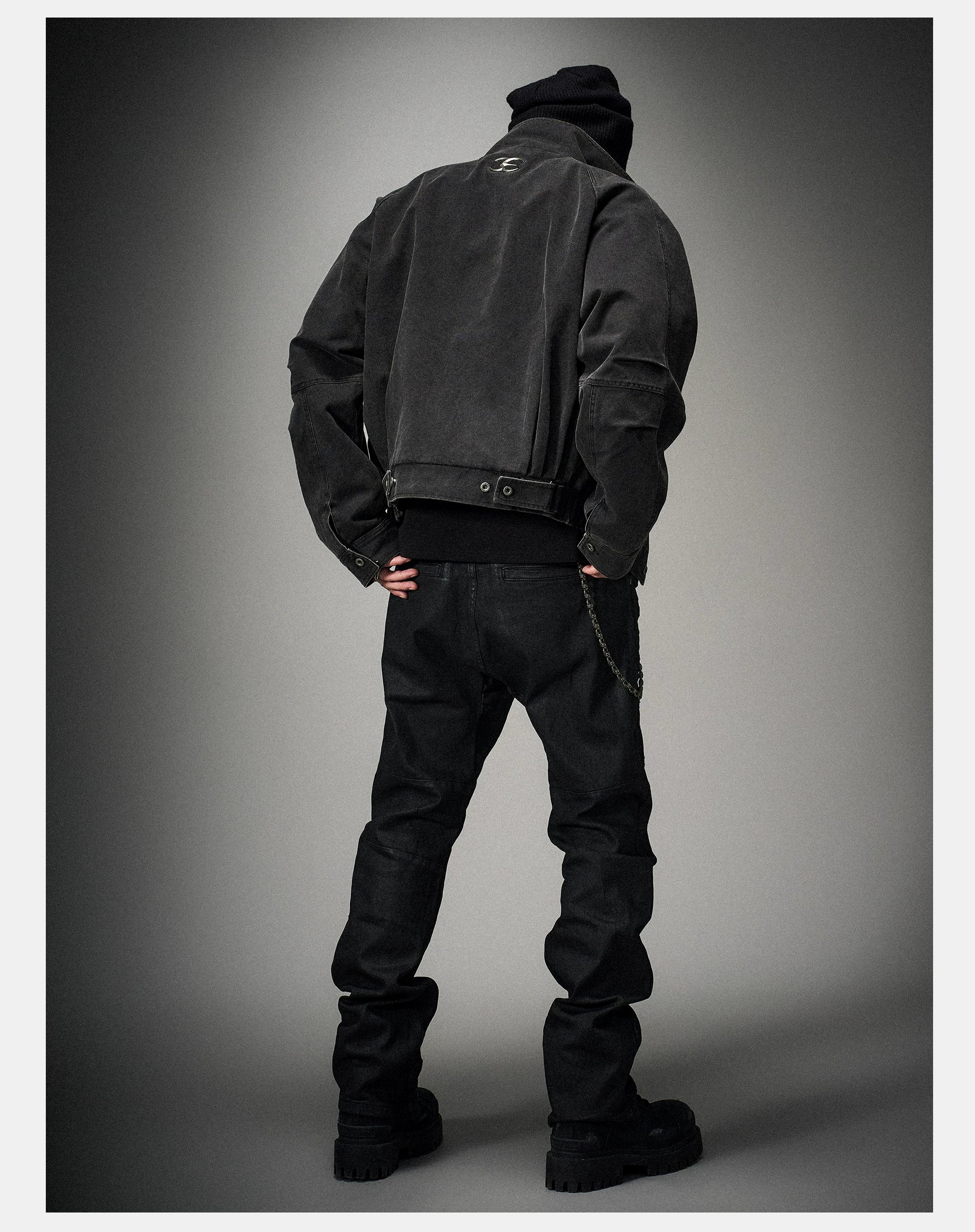 Loose Stand Collar Washed Canvas Coat