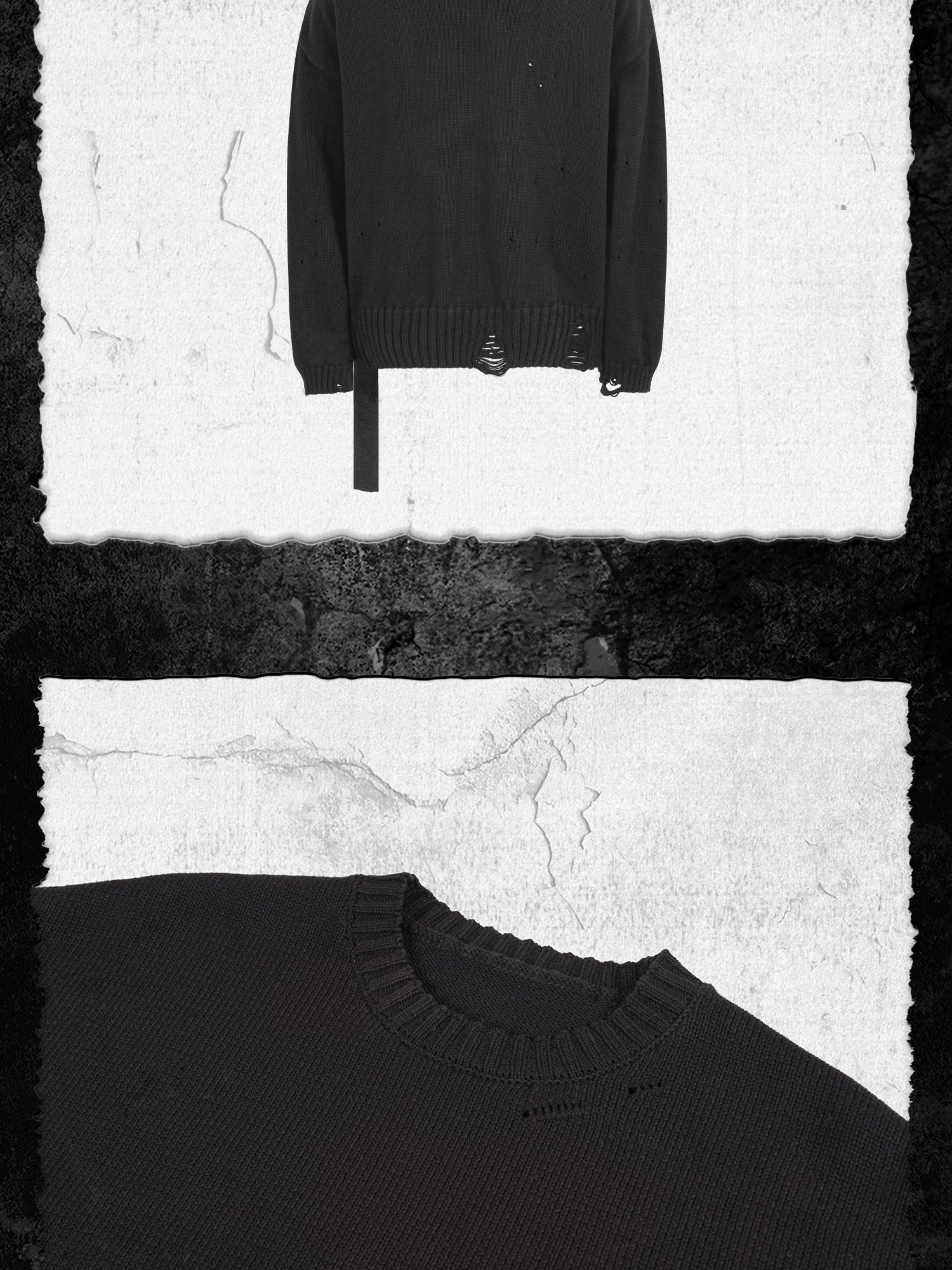 Ripped Ribbon Boxy Knit Cotton Sweater