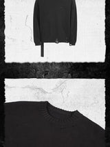 Ripped Ribbon Boxy Knit Cotton Sweater