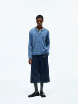 Striped Henley Cotton Cashmere Sweater