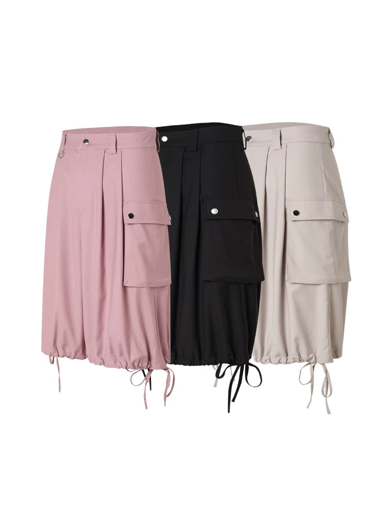 Casual Three Color Pocket Drawstring Shorts