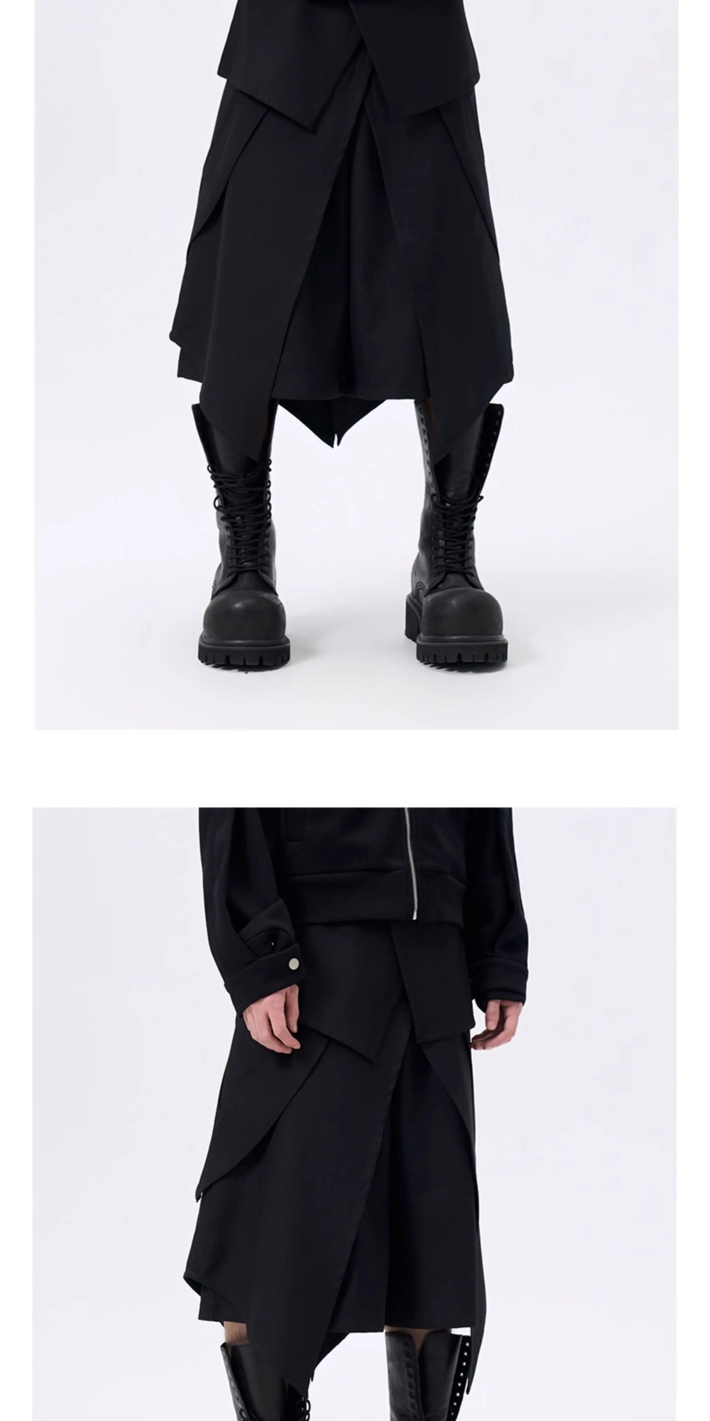 Deconstructed Waistband Layered Unisex Skirt