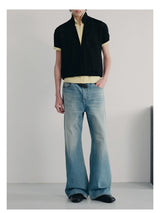 13.5oz Vintage Washed Straight Denim Jeans