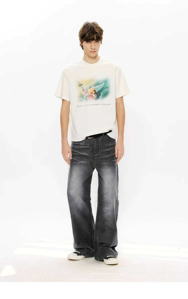 Men's Washed Fleece Relaxed Straight Jeans