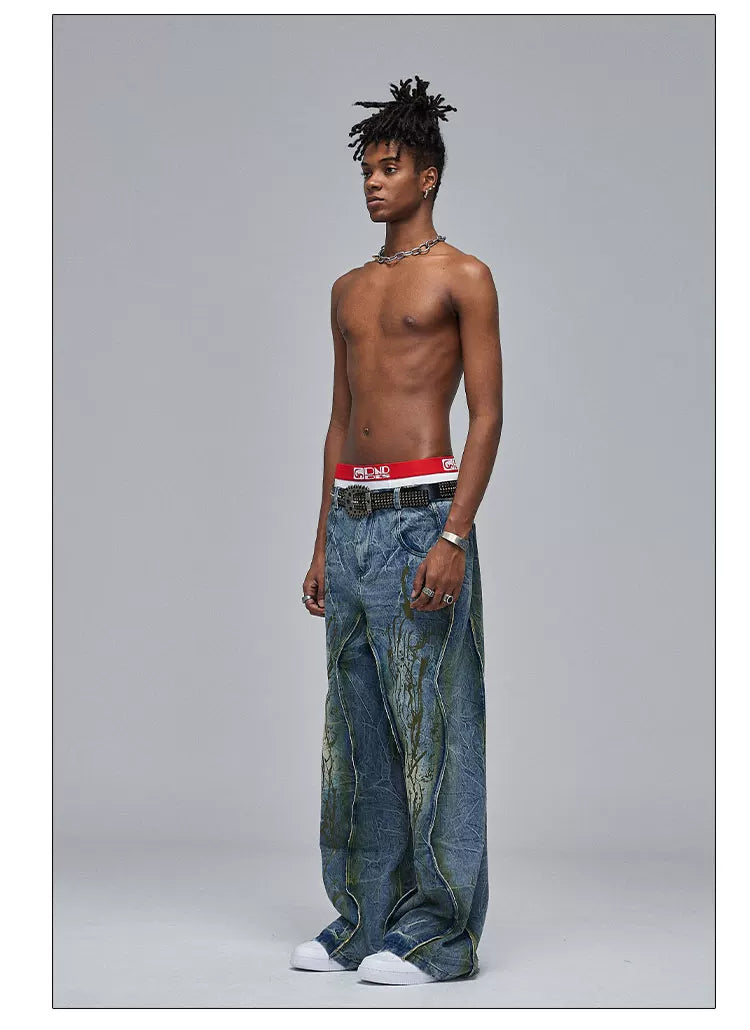 American Wide-Leg Washed Dirtyfit Jeans