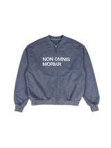 Washed Vintage Print Zip Baseball Sweatshirt