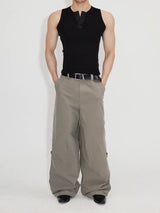 Black Gray Lightweight Washed Parachute Pants
