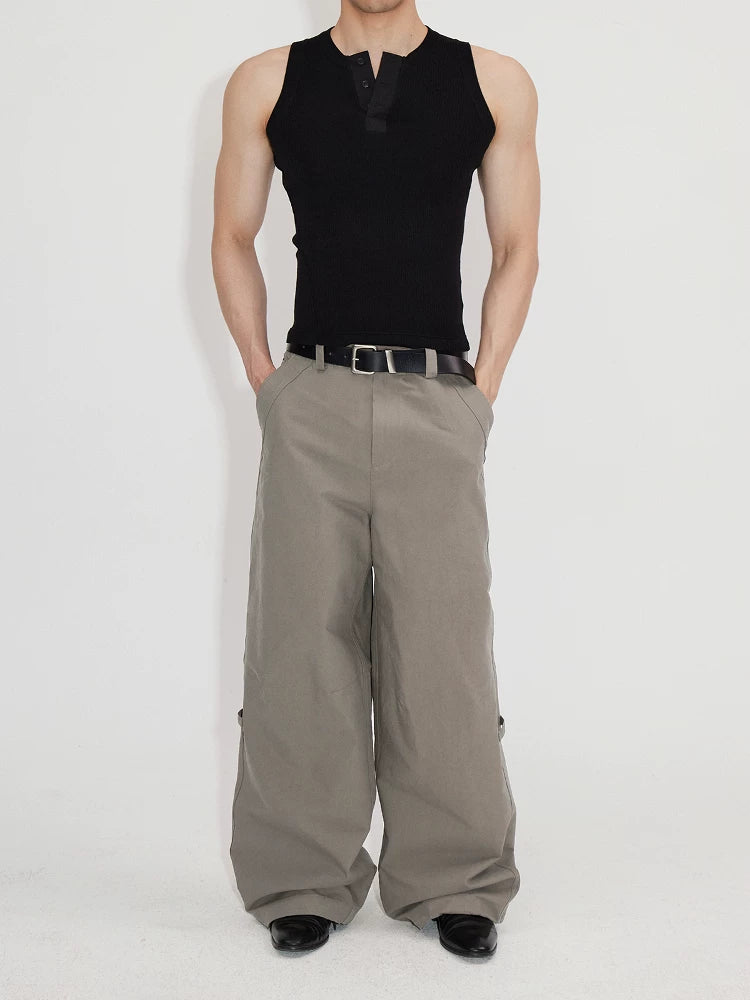Black Gray Lightweight Washed Parachute Pants